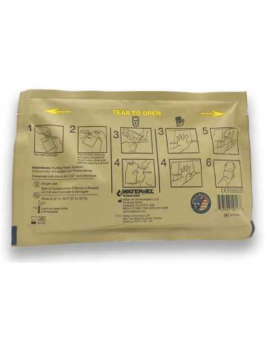 costas da embalagem WATERJEL Curativo Gel Água Militar 49X28Cm