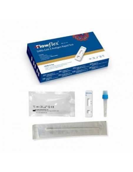 Caixa e conteudo Flowflex - Teste Rápido Covid Antigénio