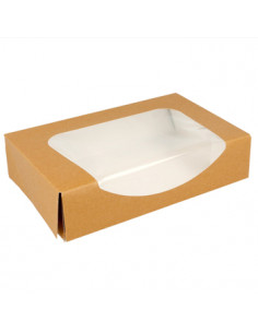 Caixa Cartão Kraft c/ Janela p/ Sushi (20x12x4,5cm) 50...