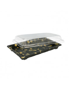 Caixa com Tampa Plástico Sushi (22x14x4cm) Preto 50 unidades 2
