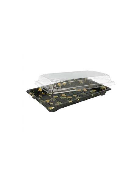 Caixa com Tampa Plástico Sushi (22x14x4cm) Preto 50 unidades