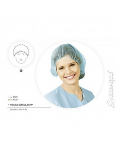 Manequim com touca em TNT azul