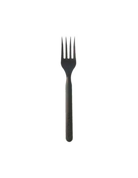 Garfos C-PLA Reutilizáveis 17cm Preto (50 unidades)