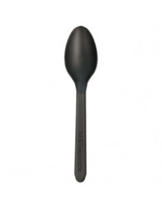 Colheres Sobremesa C-PLA Reutilizáveis 12,7cm Preto (100...