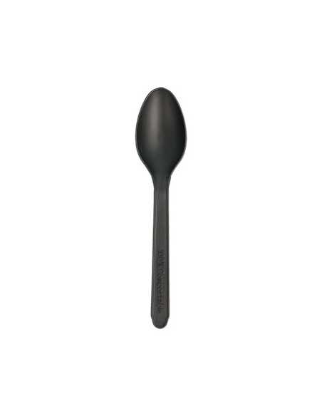 Colheres Sobremesa C-PLA Reutilizáveis 12,7cm Preto (100 unidades)