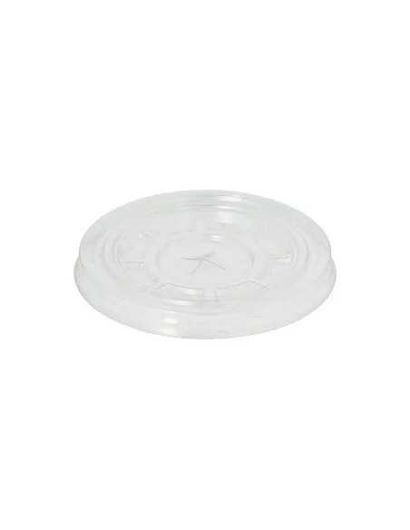 Tampa PET Redonda 9,5cm Transparente Rasa C/ Orificio (50 unidades)