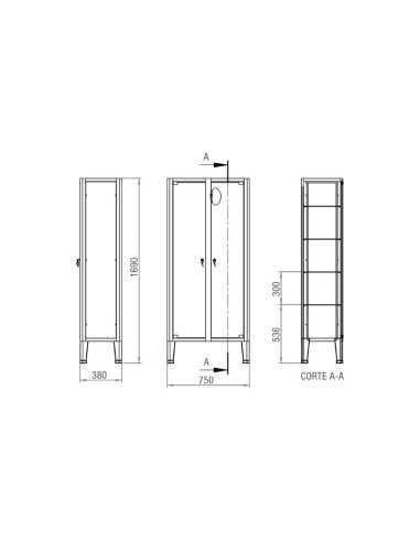 Desenho do Armário para Instrumentos 2 Portas 1110 da JMS