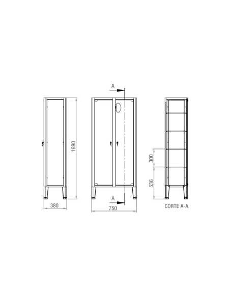 Desenho do Armário para Instrumentos 2 Portas 1110 da JMS