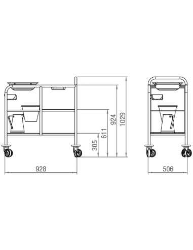 desenho do Carro Higiene para Acamado 10.CR.1505 da JMS