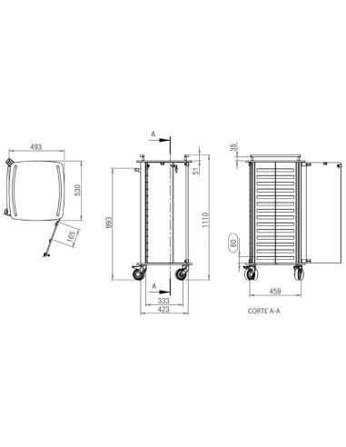 desenho do Carro Organizadores Semanais Unidoses 1595 da JMS