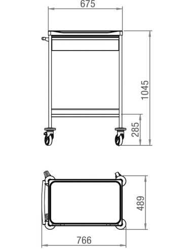 desenho do Carro Pensos Inox Gaveta 1589N da JMS