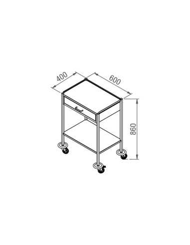 desenho da Mesa Auxiliar em Inox 7108 da JMS