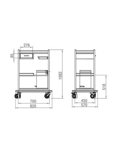 desenho do Carro Pensos com Gaveta 1515 da JMS