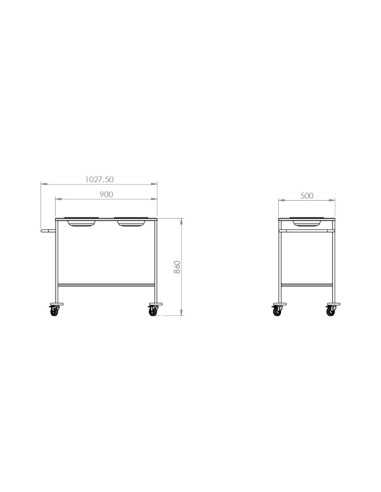 desenho da Mesa de Gessos Inox 7112 da JMS