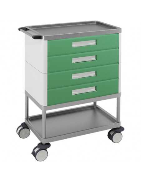 Carrinho Multifunções Hospitalar H794 da Hidemar em verde Carrinho Multifunções Hospitalar H794 da Hidemar em verde