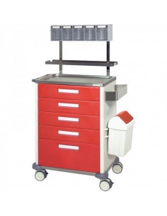 Carrinho de Curativos Enfermagem H775EP da Hidemar em vermelho