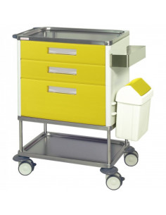 Carrinho de Curas Enfermagem H773EB da Hidemar em amarelo