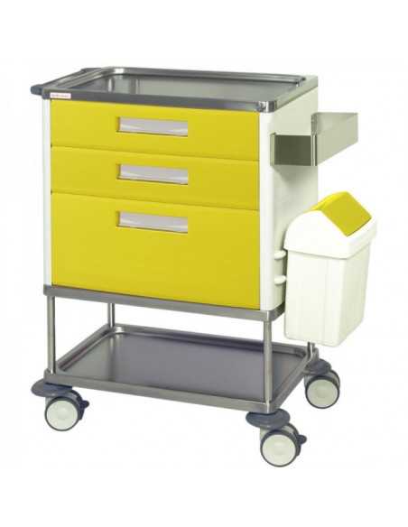 Carrinho de Curas Enfermagem H773EB da Hidemar em amarelo