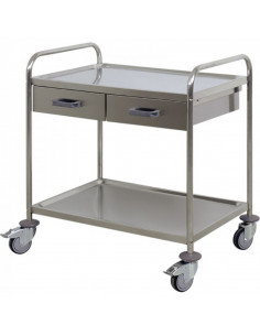 Carro Curativos 2 Gavetas em aço inox H291 da hidemar
