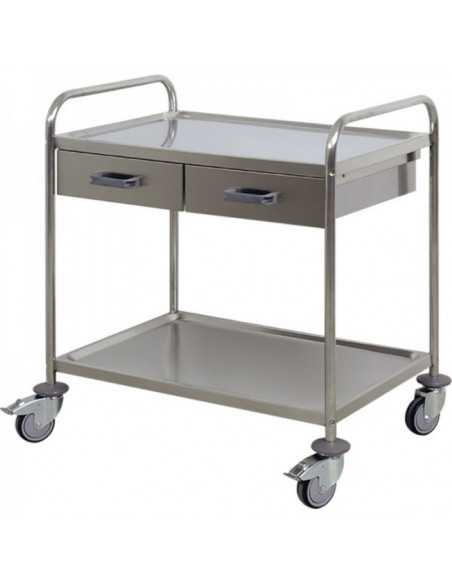 Carro Curativos 2 Gavetas em aço inox H291 da hidemar