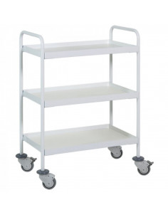 Carro Transporte 3 Prateleiras em aço esmaltado epoxi branco H233 da Hidemar