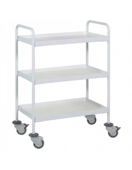 Carro Transporte 3 Prateleiras em aço esmaltado epoxi branco H233 da Hidemar