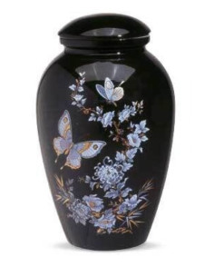 Urna de Porcelana Preta (Borboleta) CEAU251