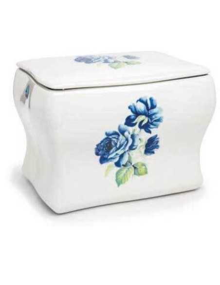 Urna de Porcelana Branca (Rosa Azul)