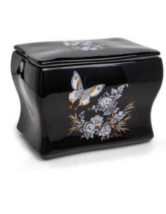 Urna de Porcelana Preta (Borboletas) CEAU278
