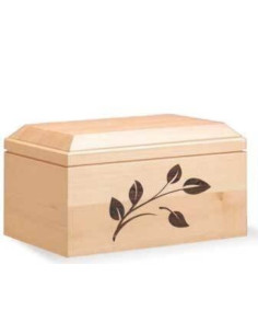 Urna de Madeira Acabamento Natural com Folhas CEAU550