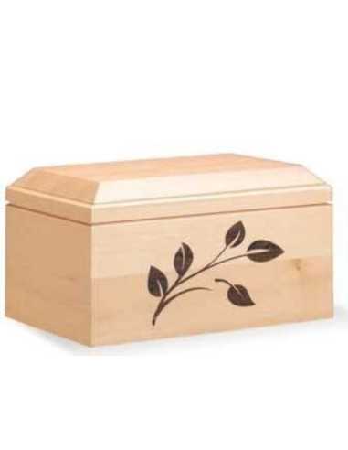 Urna de Madeira Acabamento Natural com Folhas CEAU550