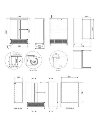 medidas do Armário Refrigerado Inox Vidro (2 Portas) APS-1402 HC PC