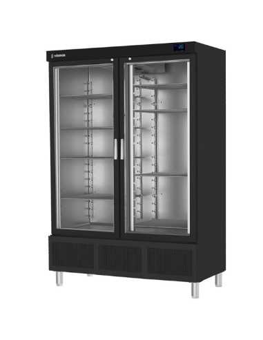 Armário Refrigerado Inox Vidro (2 Portas) APS-1402 HC PC Preto