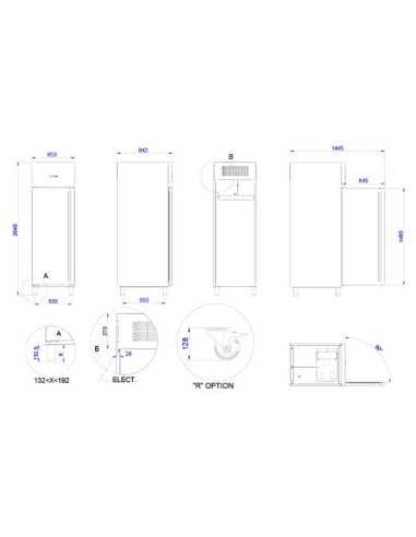 medidas doArmário Refrigeração Gastronómico GN2/1 em Preto APG-711 HC PC NEGRO