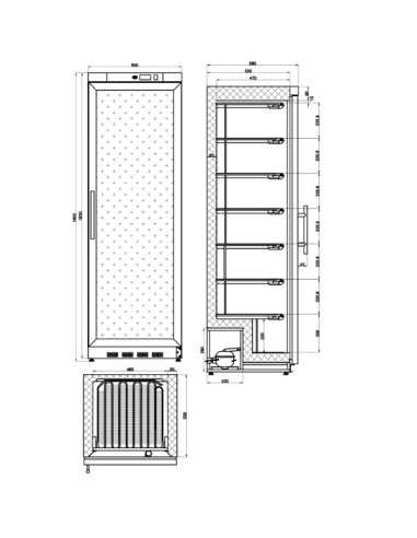 medidas do Armário Congelador Porta Vidro ANS-401-C HC