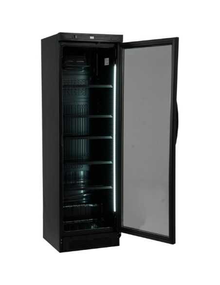 Armário Refrigerado Expositor Bebidas APE-451-C Black com a porta aberta Armário Refrigerado Expositor Bebidas APE-451-C Black com a porta aberta