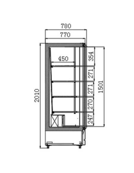 medidas do Mural Expositor Refrigerador VESUR-401-C